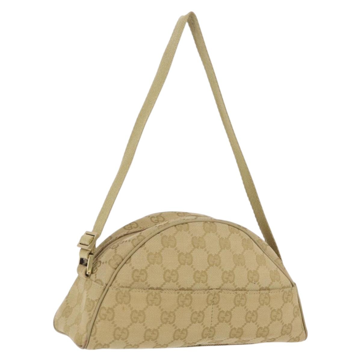 GUCCI GG Canvas Shoulder Bag Beige Gold 90781 Auth 208203