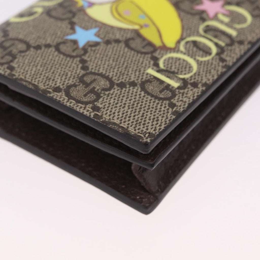 GUCCI GG Supreme Compact Bifold Wallet PVC BNF Beige Yellow 701009 Auth 208338M
