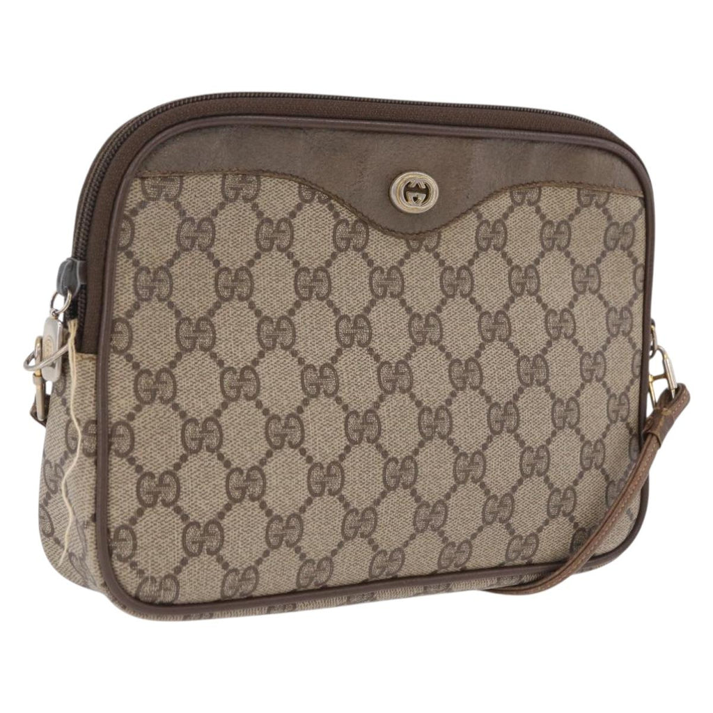 GUCCI GG Supreme Shoulder Bag PVC Beige Gold 89 02 068 Auth 208390