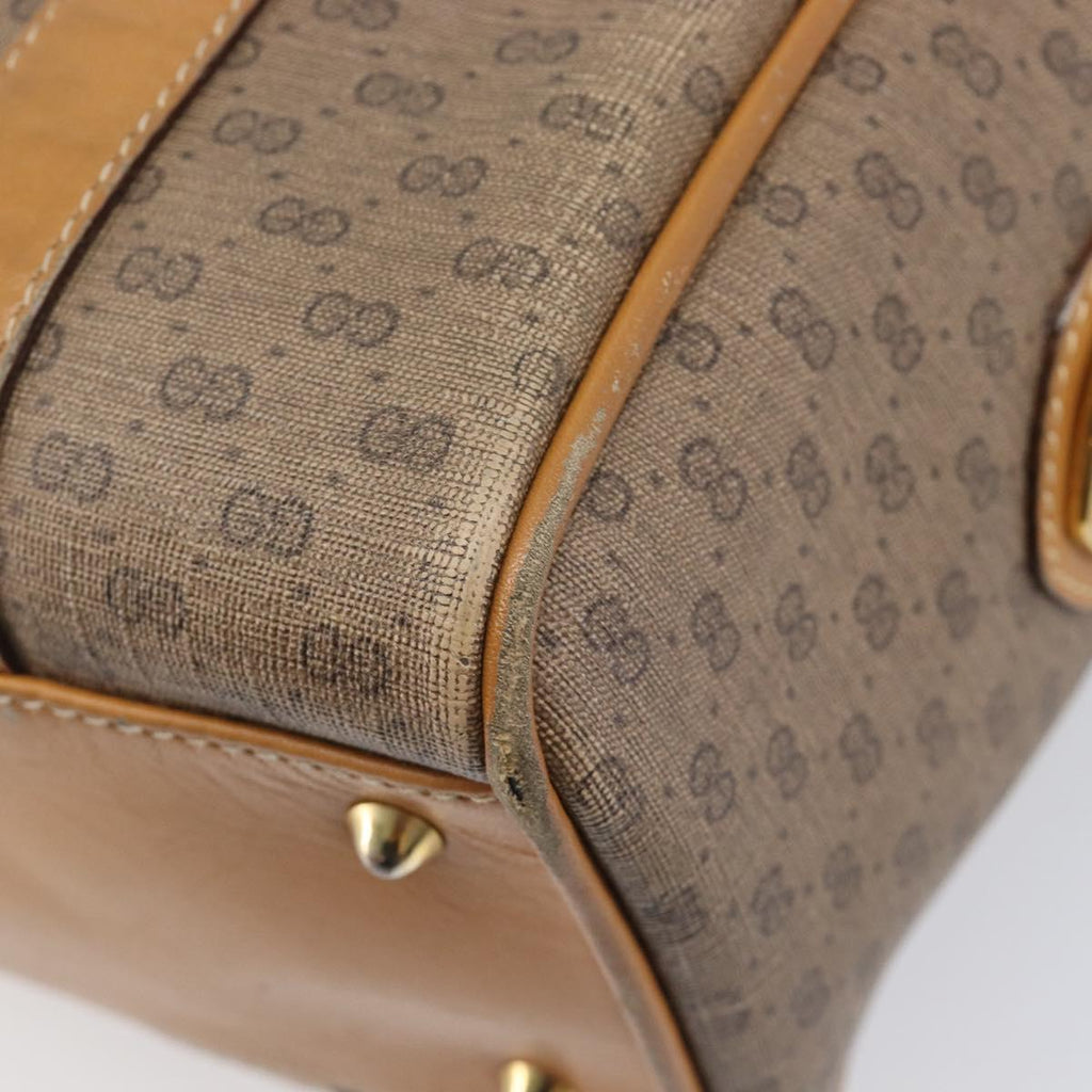 GUCCI Micro GG Supreme Boston Bag PVC Beige Gold 000 39 0158 Auth 208432