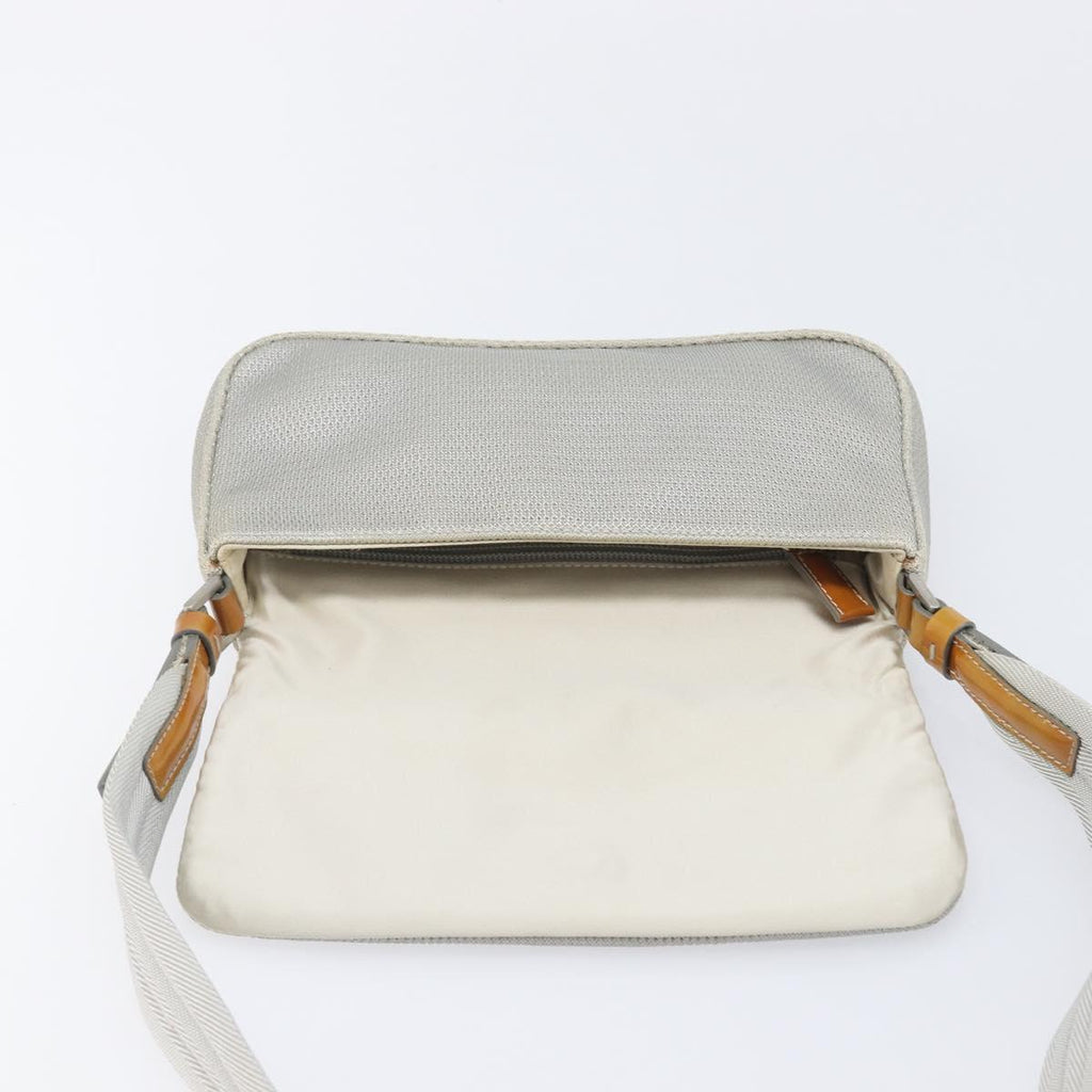 PRADA PRADA Sports Shoulder Bag Nylon Gray Silver Auth 208699A