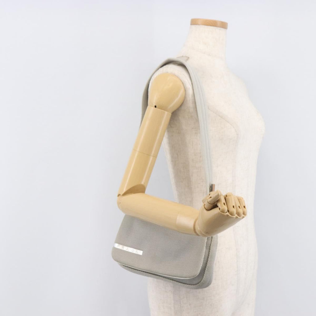 PRADA PRADA Sports Shoulder Bag Nylon Gray Silver Auth 208699A