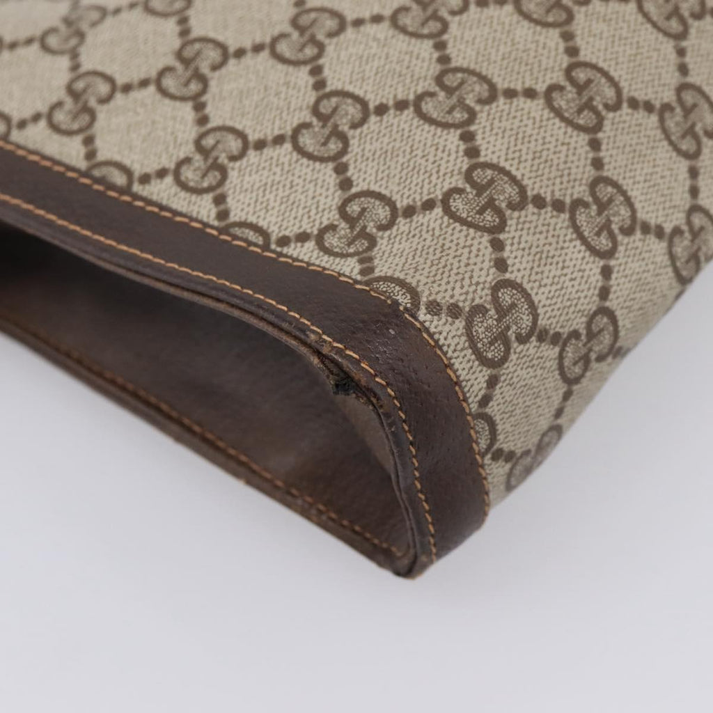 GUCCI GG Supreme Clutch Bag PVC Beige Auth 208779A