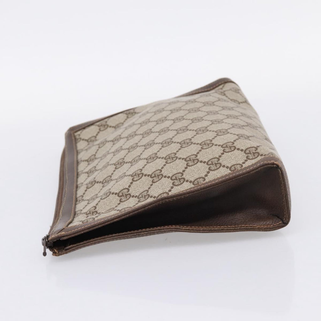 GUCCI GG Supreme Clutch Bag PVC Beige Auth 208779A
