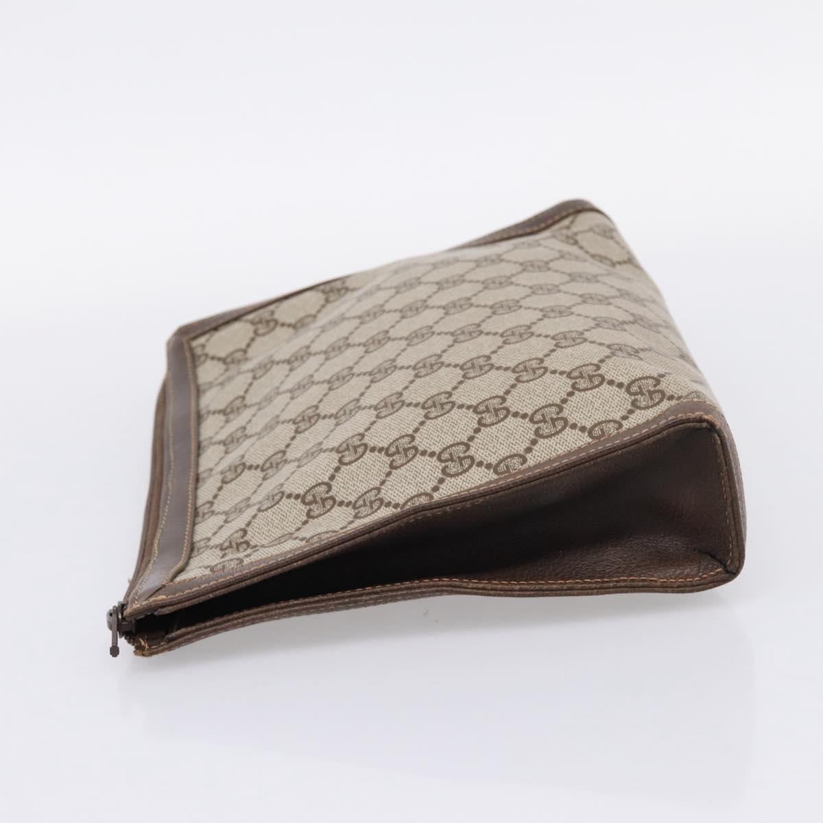 GUCCI GG Supreme Clutch Bag PVC Beige Auth 208779A