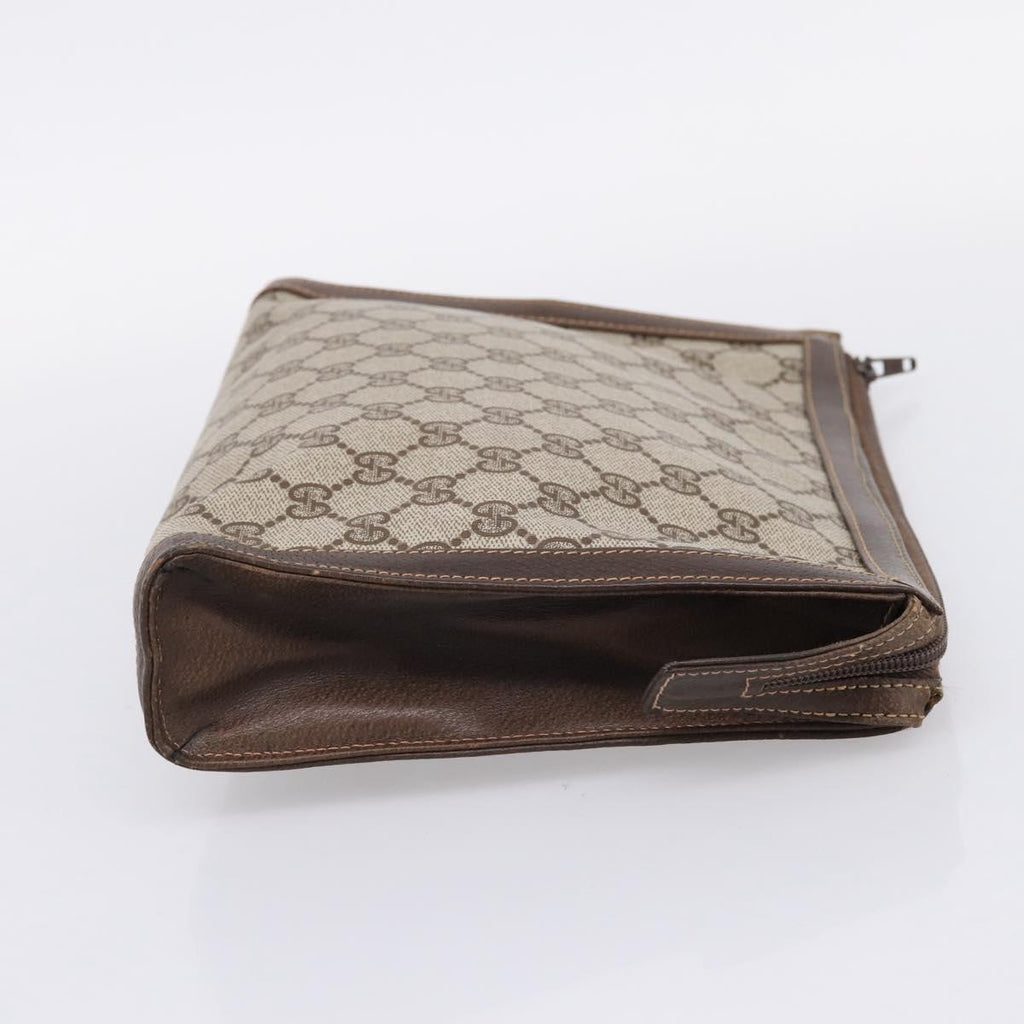 GUCCI GG Supreme Clutch Bag PVC Beige Auth 208779A