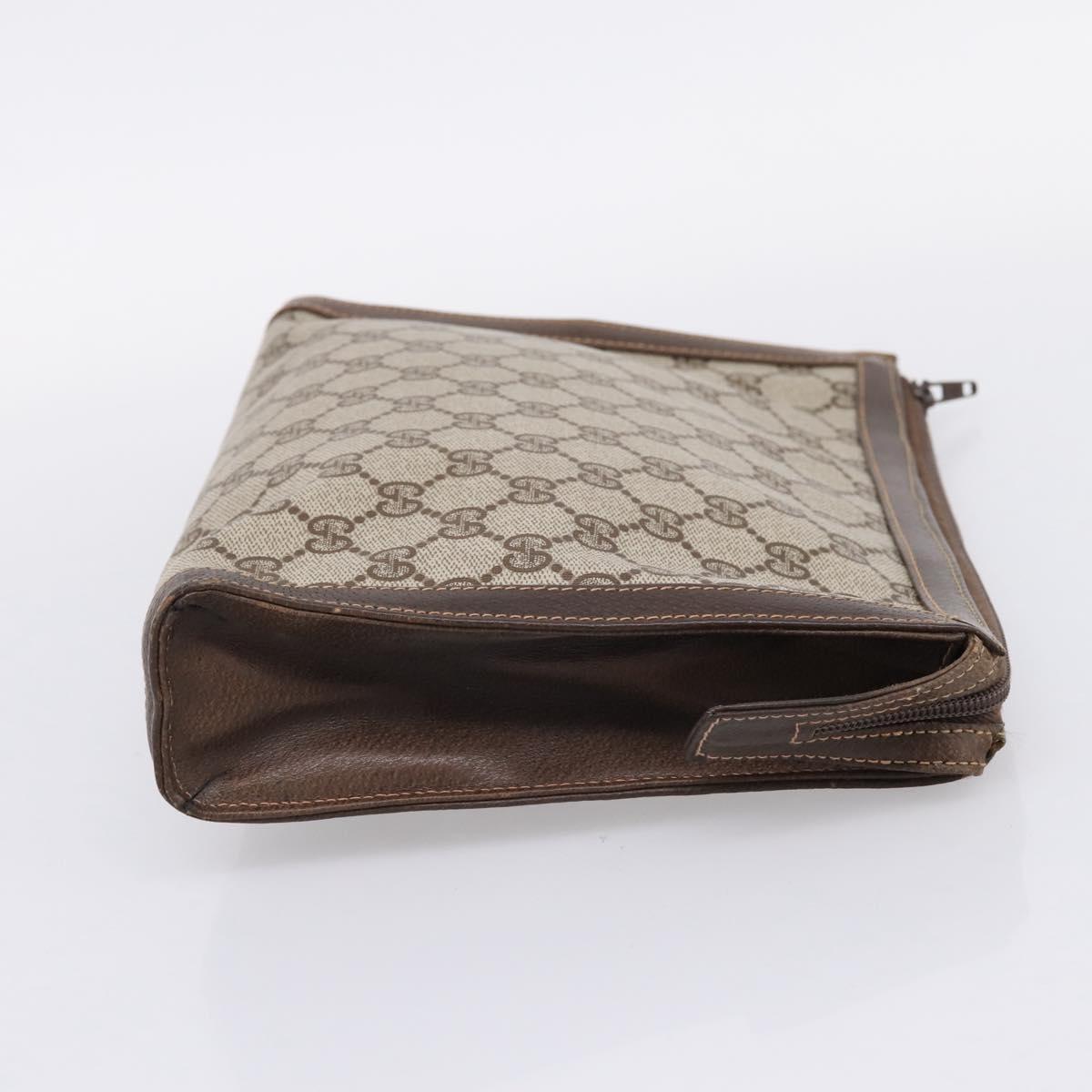 GUCCI GG Supreme Clutch Bag PVC Beige Auth 208779A