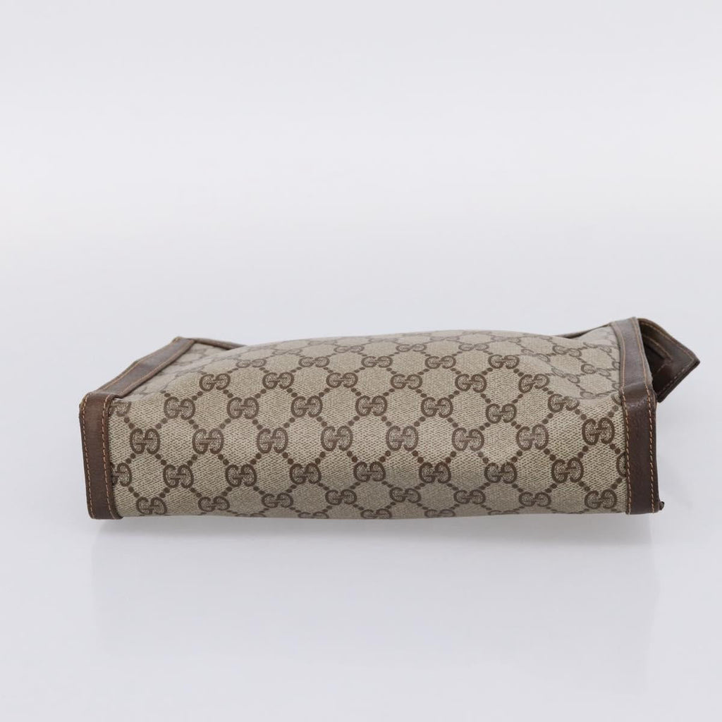 GUCCI GG Supreme Clutch Bag PVC Beige Auth 208779A