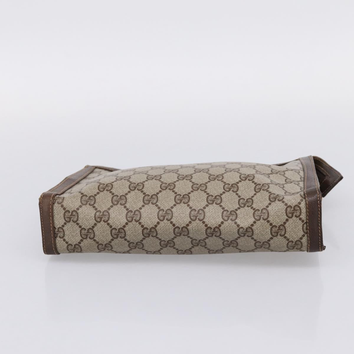 GUCCI GG Supreme Clutch Bag PVC Beige Auth 208779A