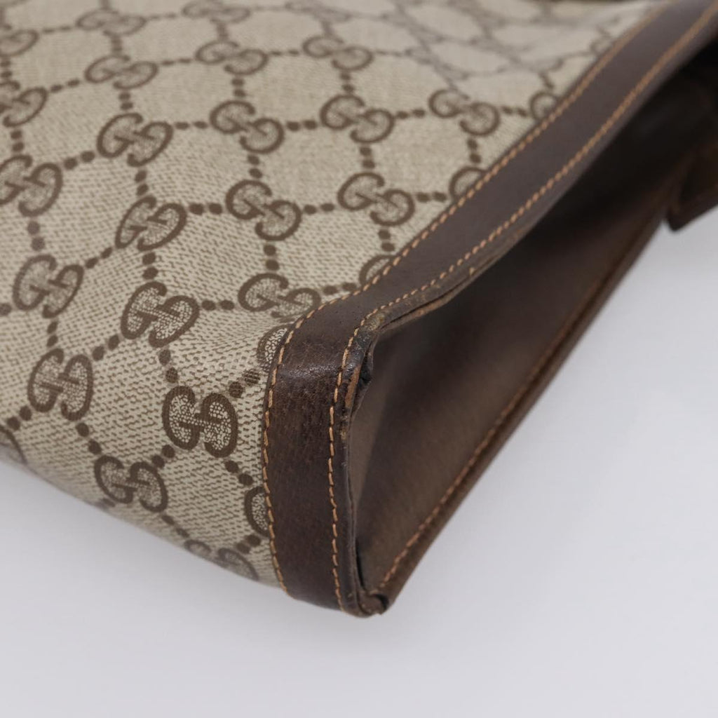 GUCCI GG Supreme Clutch Bag PVC Beige Auth 208779A