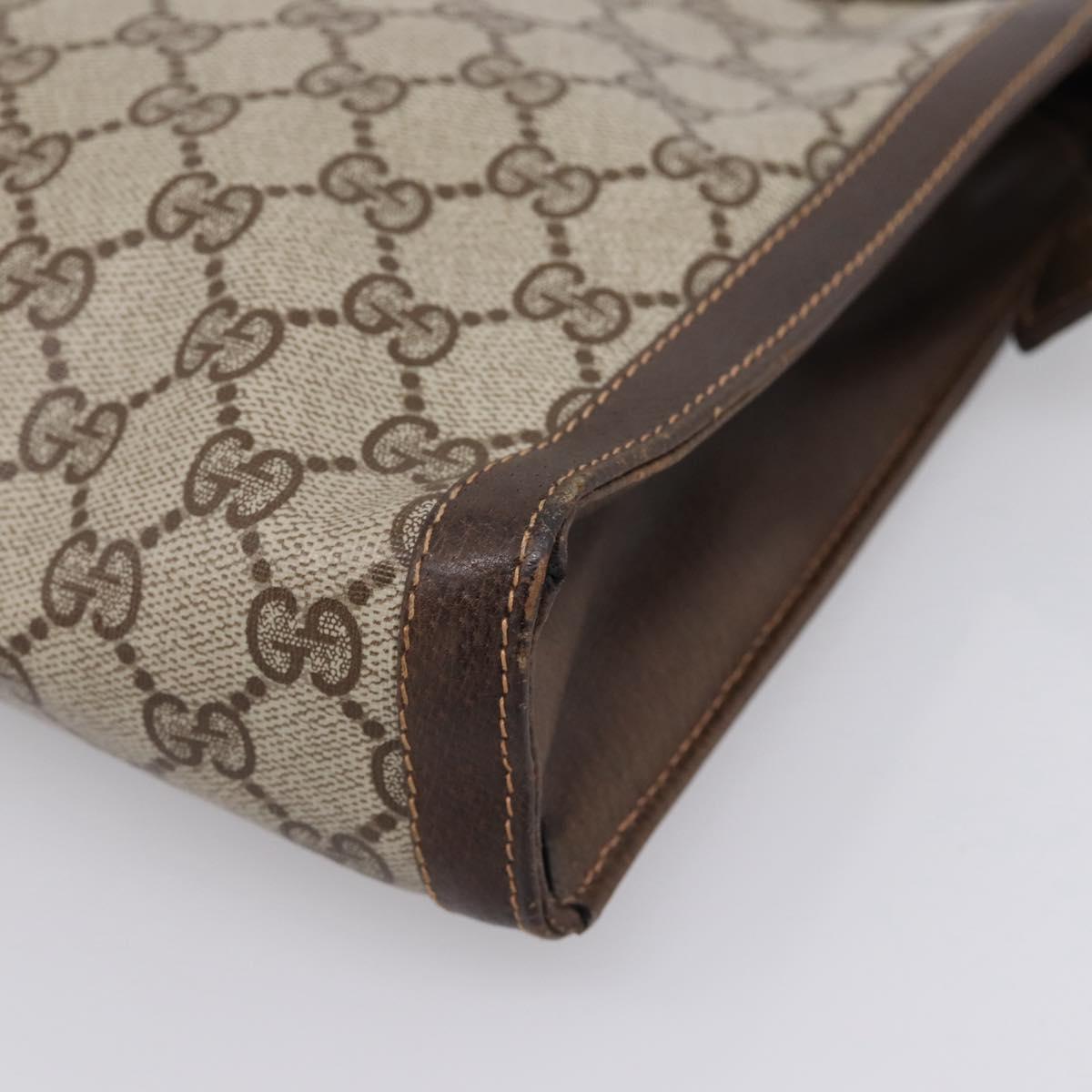 GUCCI GG Supreme Clutch Bag PVC Beige Auth 208779A