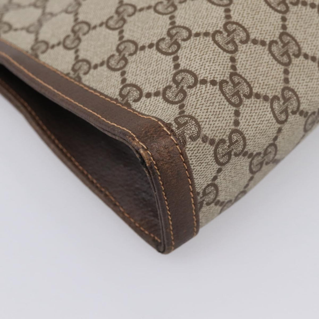 GUCCI GG Supreme Clutch Bag PVC Beige Auth 208779A