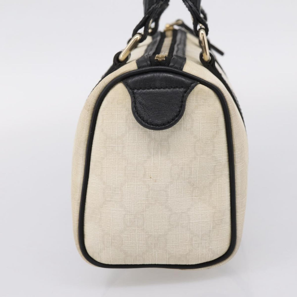 GUCCI GG Supreme Hand Bag PVC White Gold 193604 Auth 208793