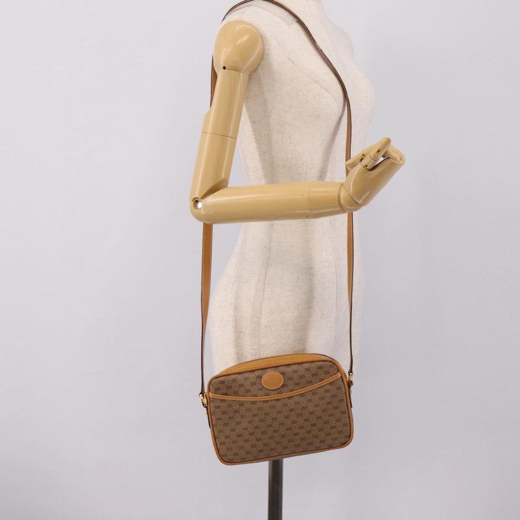 GUCCI Micro GG Shoulder Bag PVC Beige Gold Tone 007 56 0095 Auth 208844
