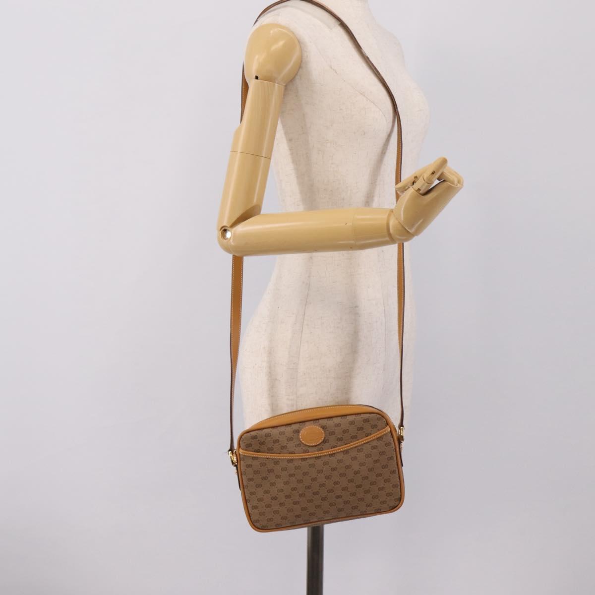 GUCCI Micro GG Shoulder Bag PVC Beige Gold Tone 007 56 0095 Auth 208844