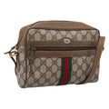 GUCCI GG Supreme Web Sherry Line Shoulder Bag PVC Beige 111 02 004 Auth 208869