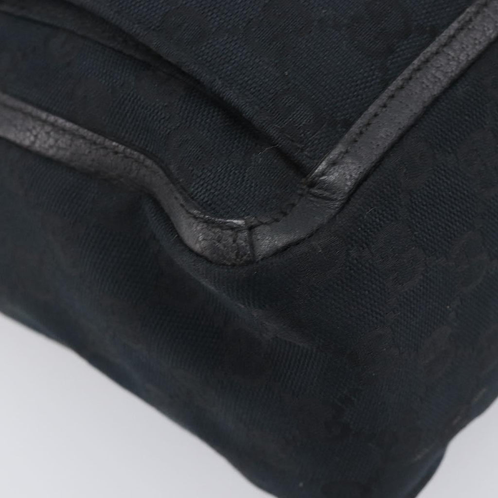 GUCCI GG Canvas Tote Bag Black Gold Tone 146247 Auth 209139