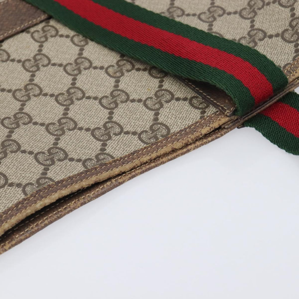 GUCCI GG Supreme Web Sherry Line Tote Bag PVC Beige Gold 378 02 003 Auth 209310