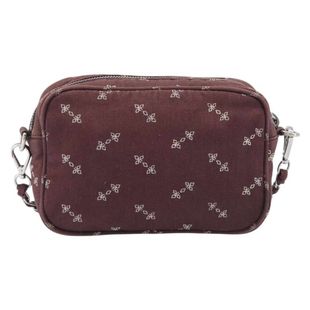 PRADA Chain Shoulder Bag Canvas Brown Silver Auth 209497A