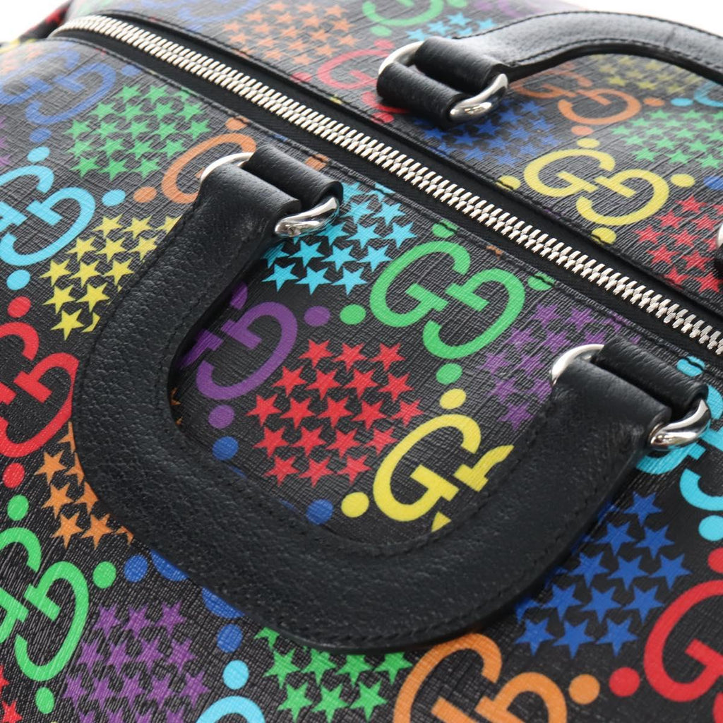 GUCCI GG Psychedelic Boston Bag PVC 2way Multicolor Silver 602619 Auth 209553M
