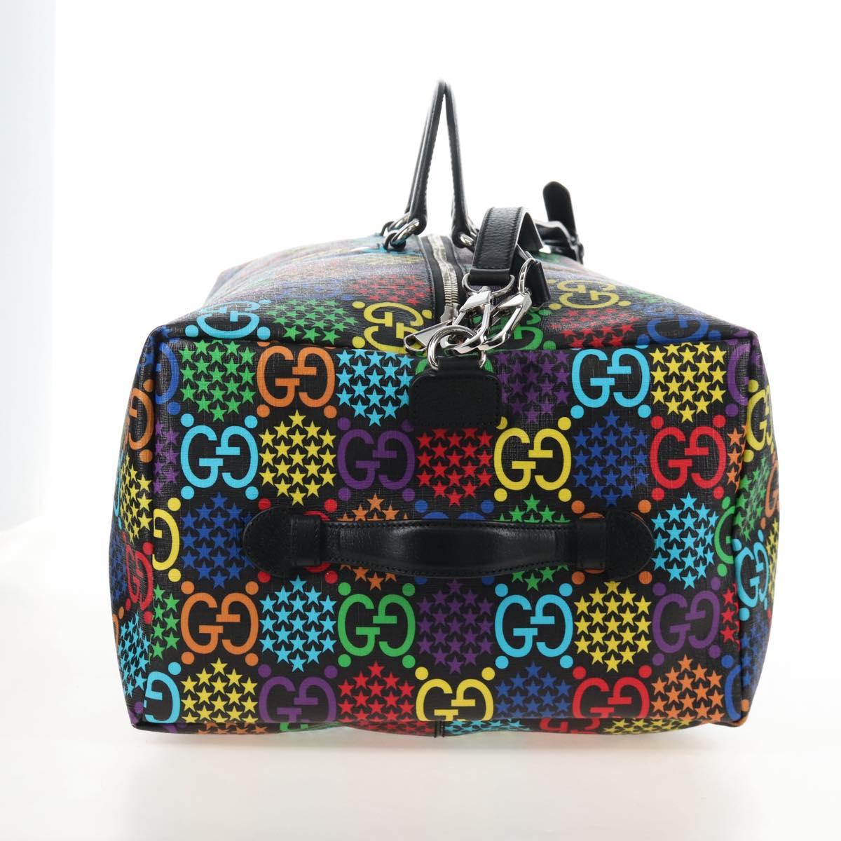 GUCCI GG Psychedelic Boston Bag PVC 2way Multicolor Silver 602619 Auth 209553M