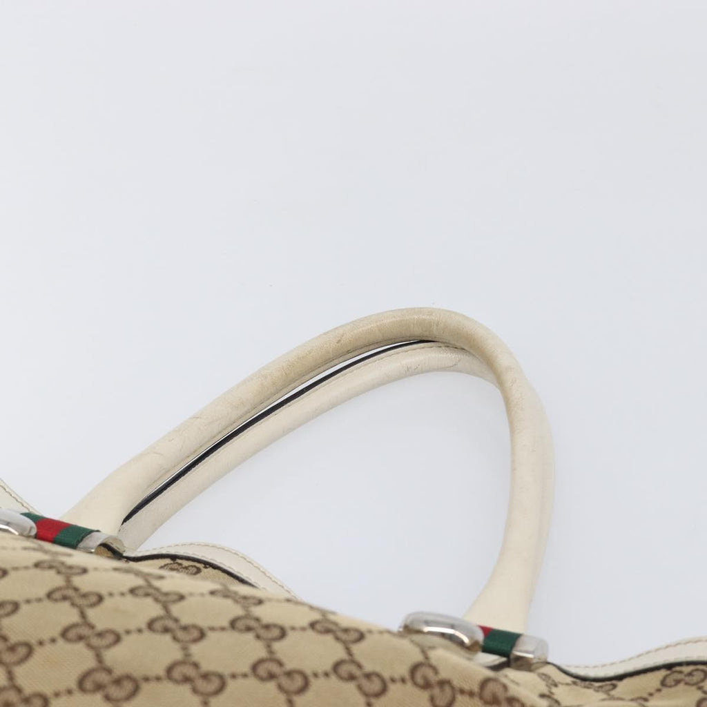 GUCCI GG Canvas Web Sherry Line Tote Bag Beige Silver 232970 Auth 209693
