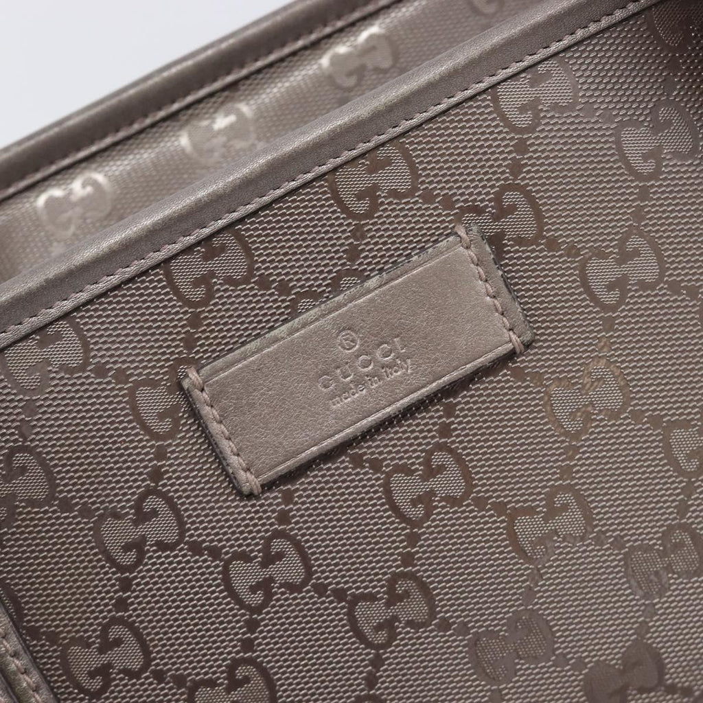 GUCCI GG Implementation Tote Bag PVC Leather Silver 211138 Auth 209695