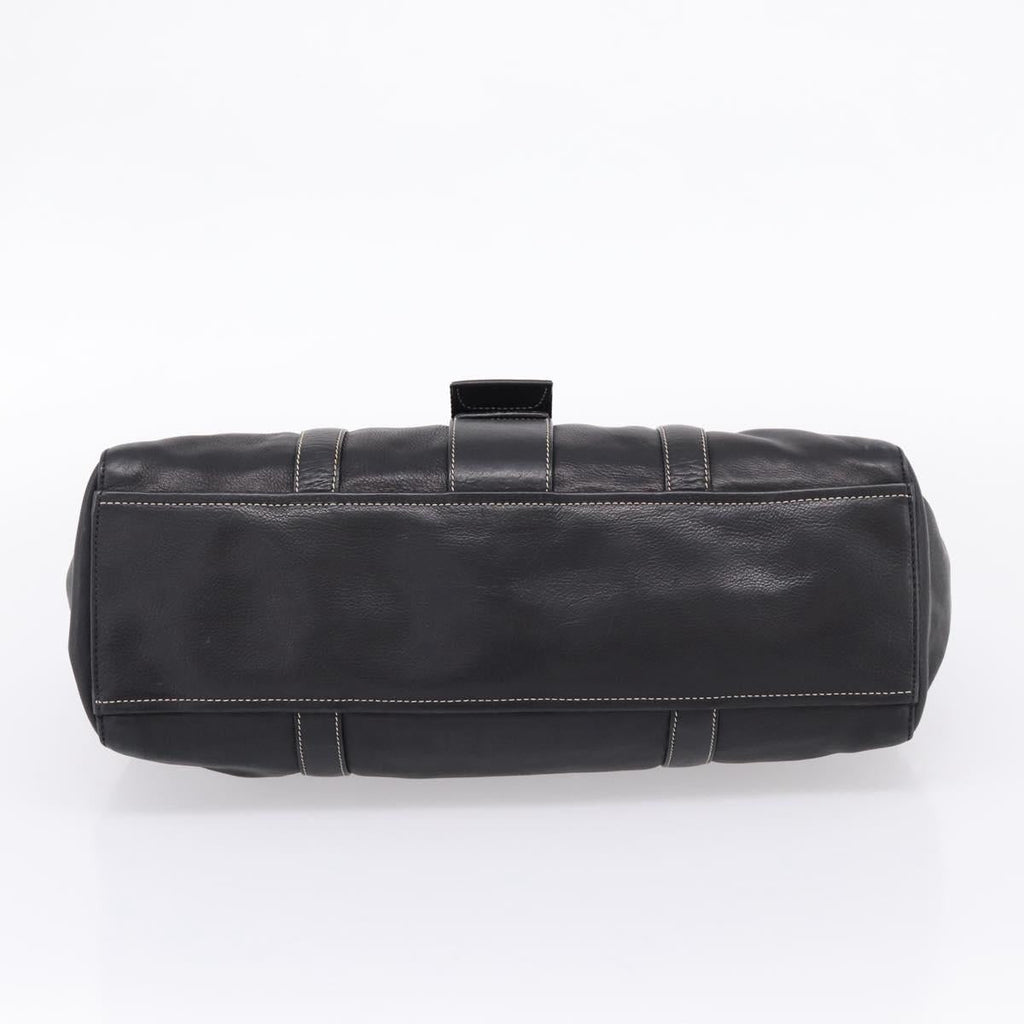 PRADA Shoulder Bag Leather Black Silver Auth 209900V