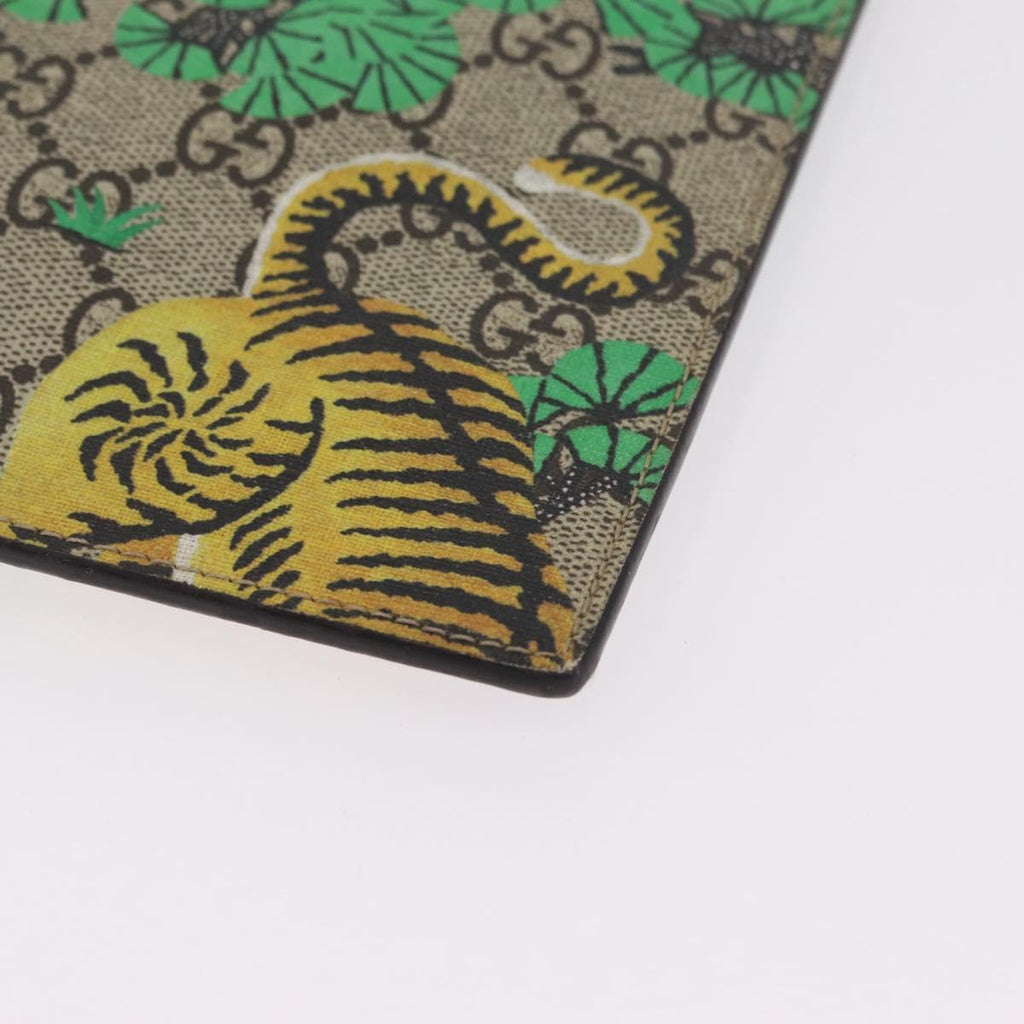 GUCCI GG Supreme Tiger Clutch Bag PVC Leather Beige Gold 451473 Auth 210006V