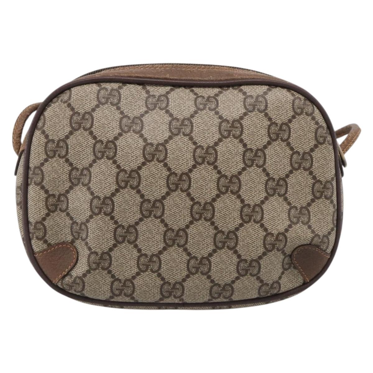 GUCCI GG Supreme Web Sherry Line Bag PVC Beige Gold 89 02 066 Auth 210037