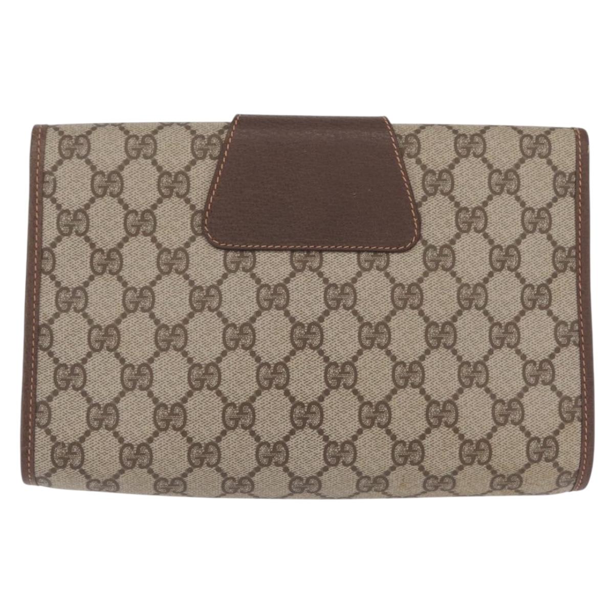 GUCCI GG Supreme Web Sherry Line Bag PVC Beige Gold 156 01 030 Auth 210047