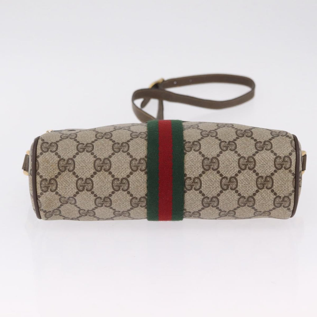 GUCCI GG Supreme Web Sherry Line Bag PVC Beige Gold 904 02 004 Auth 210601
