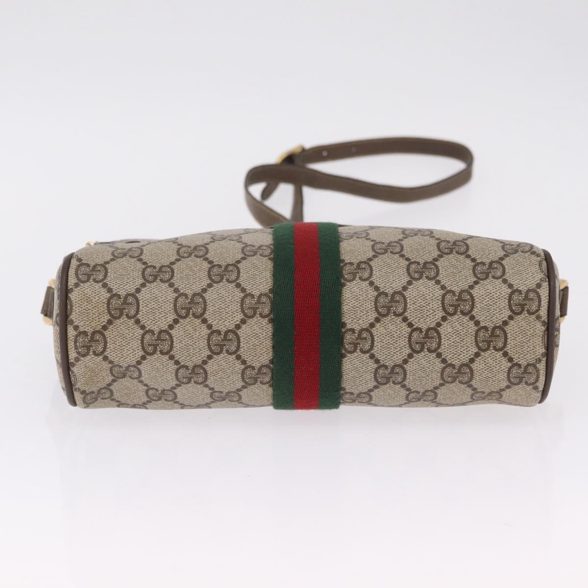 GUCCI GG Supreme Web Sherry Line Bag PVC Beige Gold 904 02 004 Auth 210601