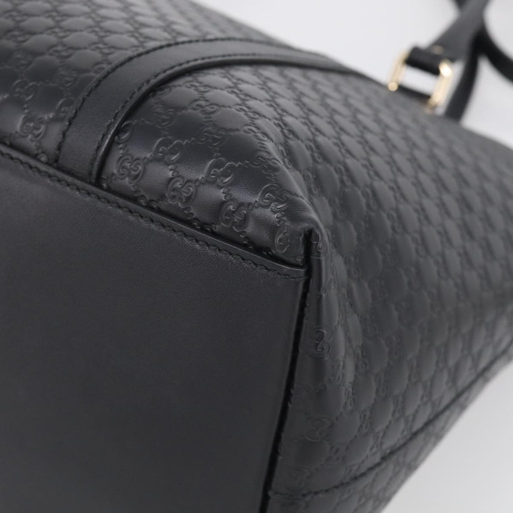 GUCCI Micro GG Canvas Guccissima Bag Leather 2way Black Gold 449657 Auth 210602V