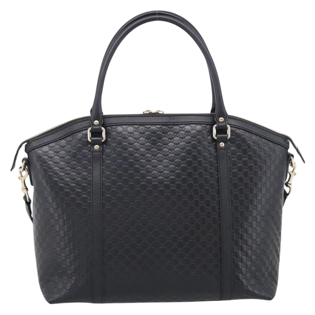 GUCCI Micro GG Canvas Guccissima Bag Leather 2way Black Gold 449657 Auth 210602V
