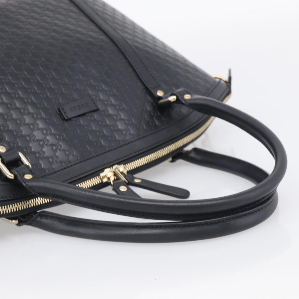 GUCCI Micro GG Canvas Guccissima Bag Leather 2way Black Gold 449657 Auth 210602V