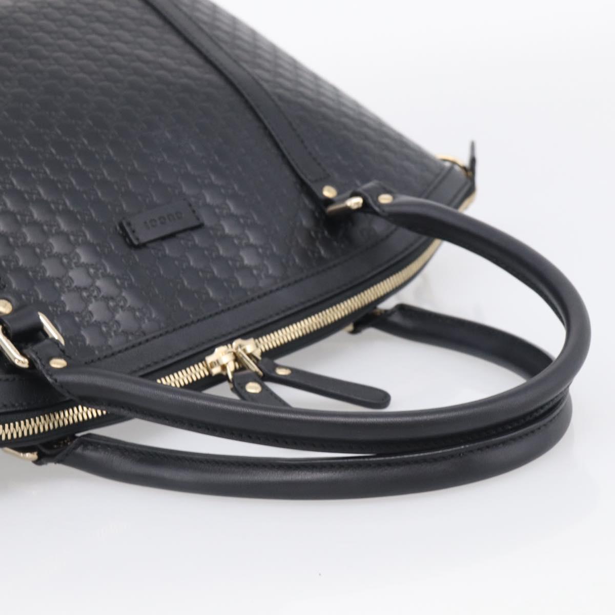 GUCCI Micro GG Canvas Guccissima Bag Leather 2way Black Gold 449657 Auth 210602V