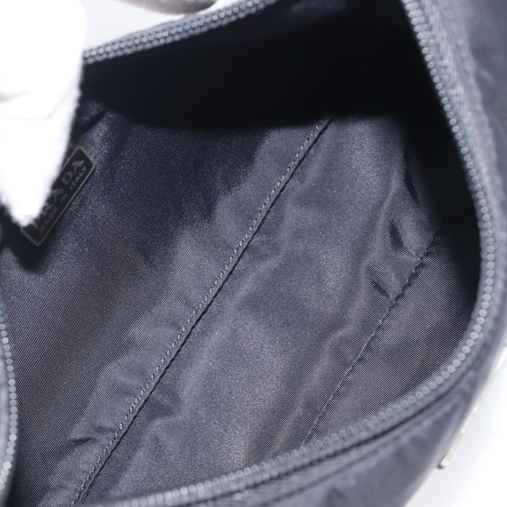 PRADA Hand Pouch Nylon Black Silver Auth 210726V