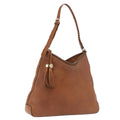 GUCCI Shoulder Bag Leather Brown Gold Tone 257026 Auth 210984A