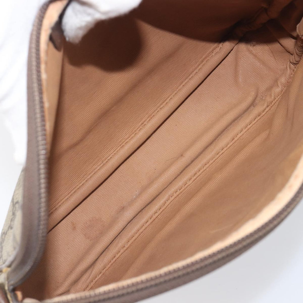 GUCCI GG Supreme Shoulder Bag PVC Beige Gold Auth 211882