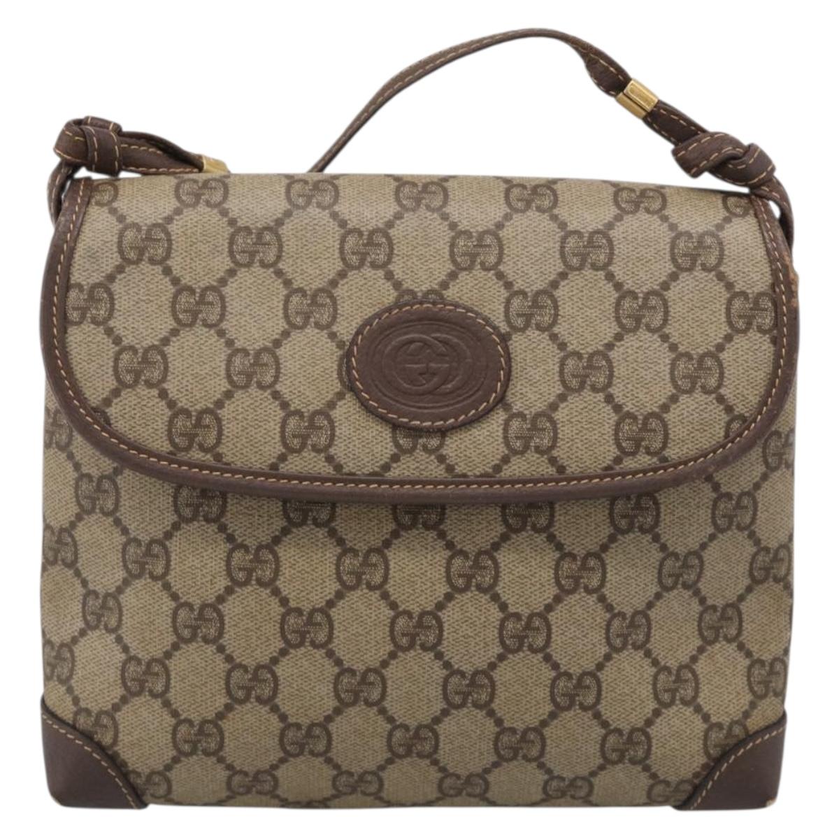 GUCCI GG Supreme Shoulder Bag PVC Beige Gold 007 123 0087 Auth 213180