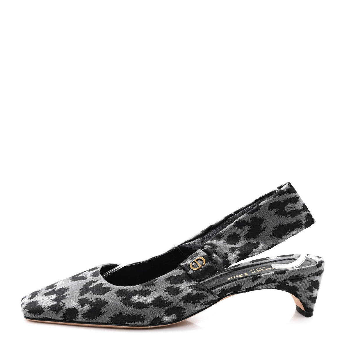 Nylon Leopard Print Mizza Slingback Pumps 40 Grey Multicolor