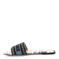 Canvas Embroidered Butterfly Dway Mules Slide Sandals 40 White Blue