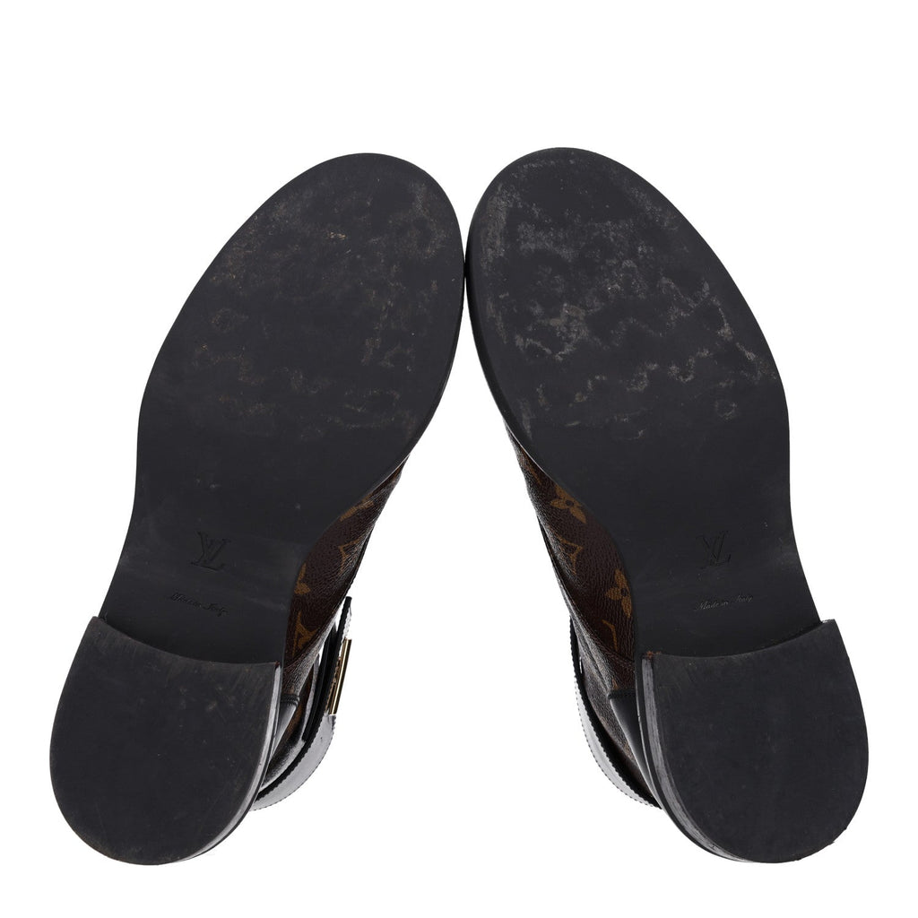 Calfskin Monogram Wonderland Flat Ranger Boots 38 Black