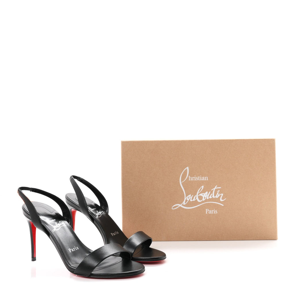 Calfskin O Marylin 85 Slingback Sandal Heels 36 Black