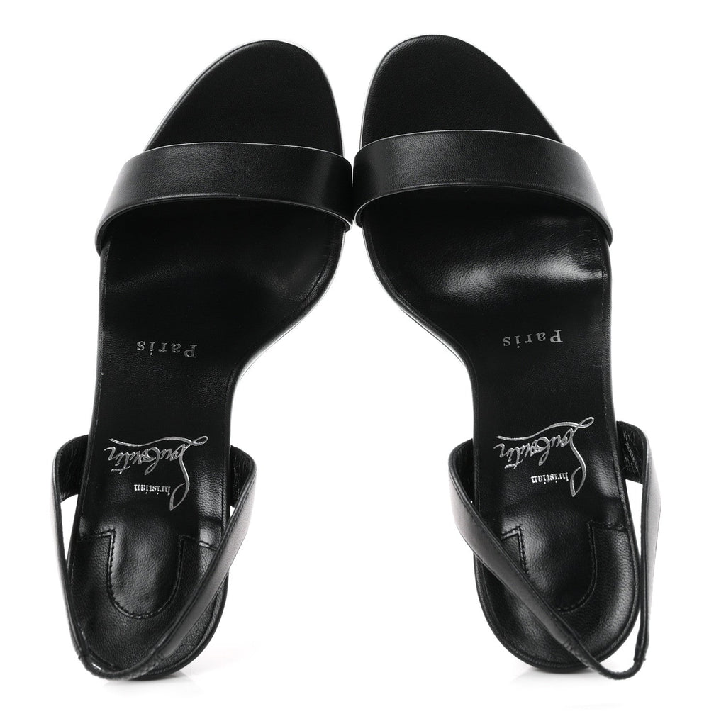 Calfskin O Marylin 85 Slingback Sandal Heels 36 Black