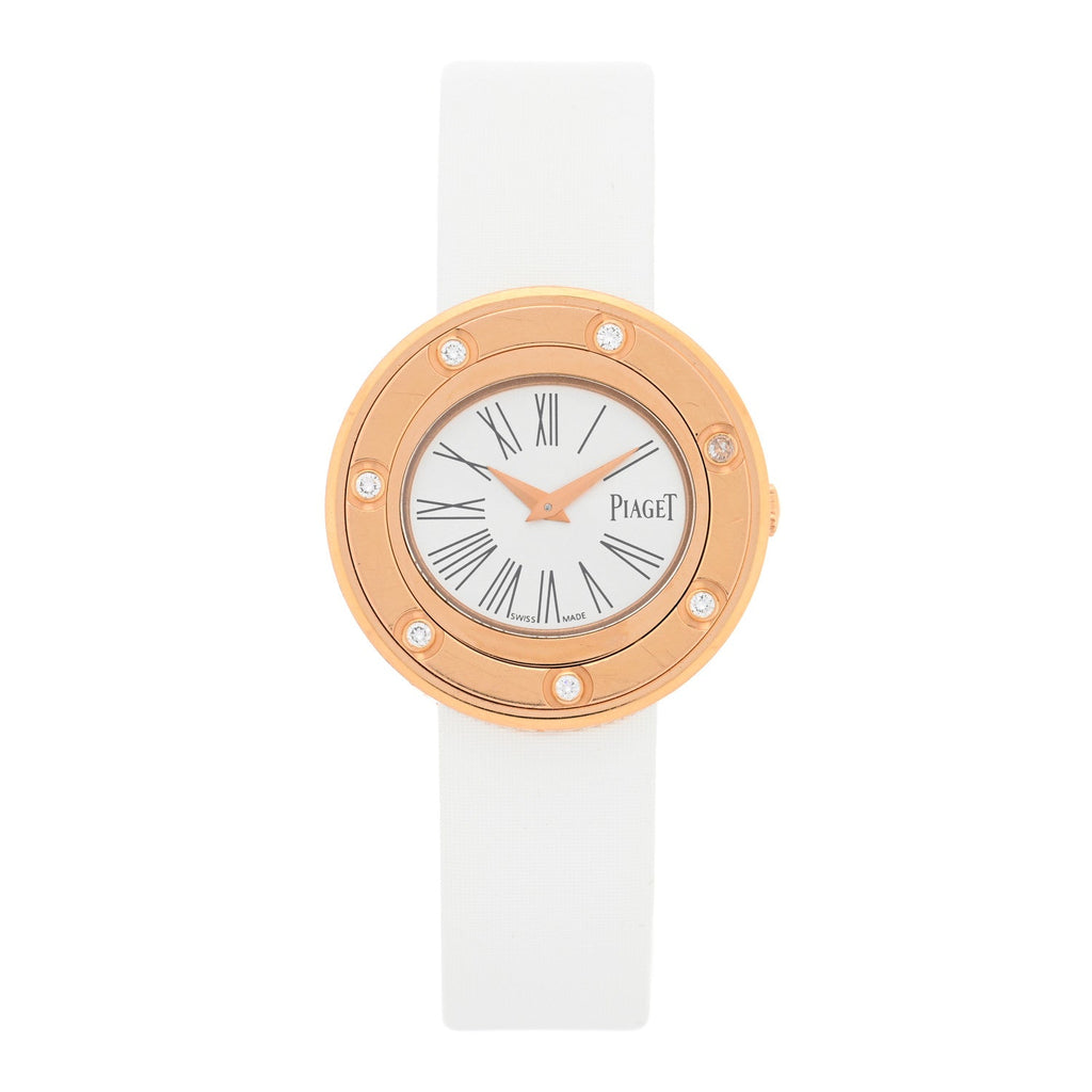 18K Rose Gold Satin Diamond 29mm Possession Quartz Watch White