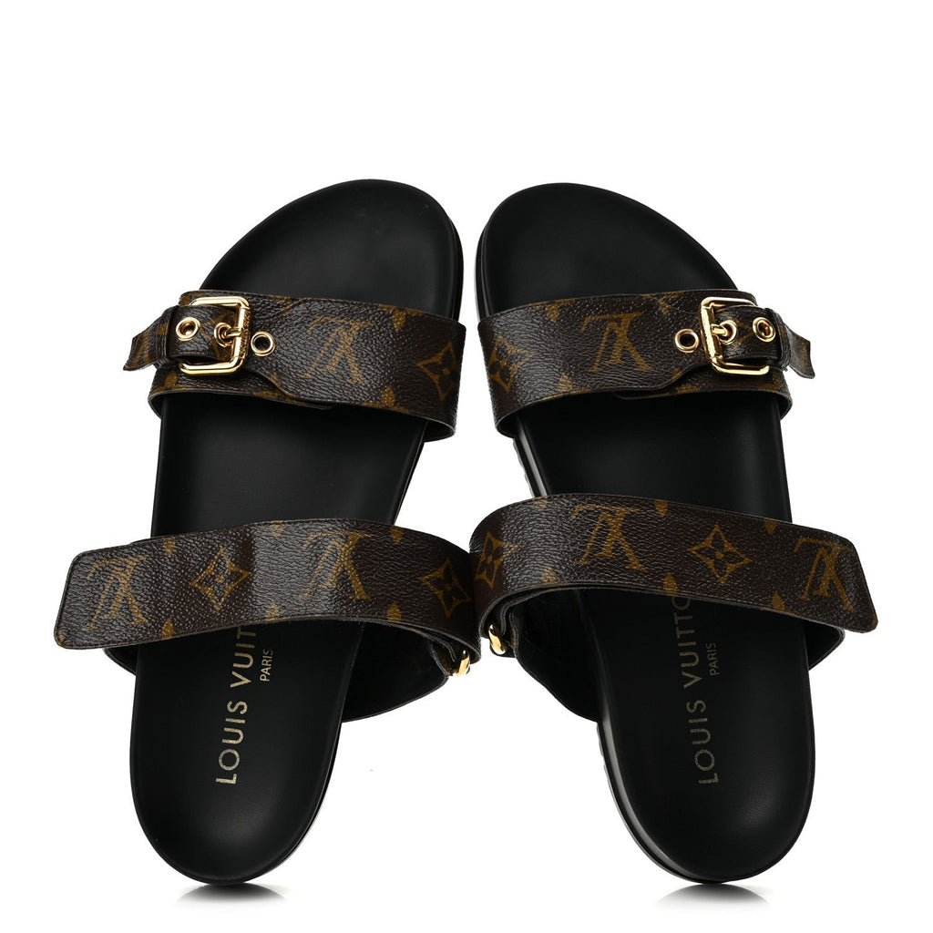 Monogram Bom Dia Mule Sandals 37.5 Black