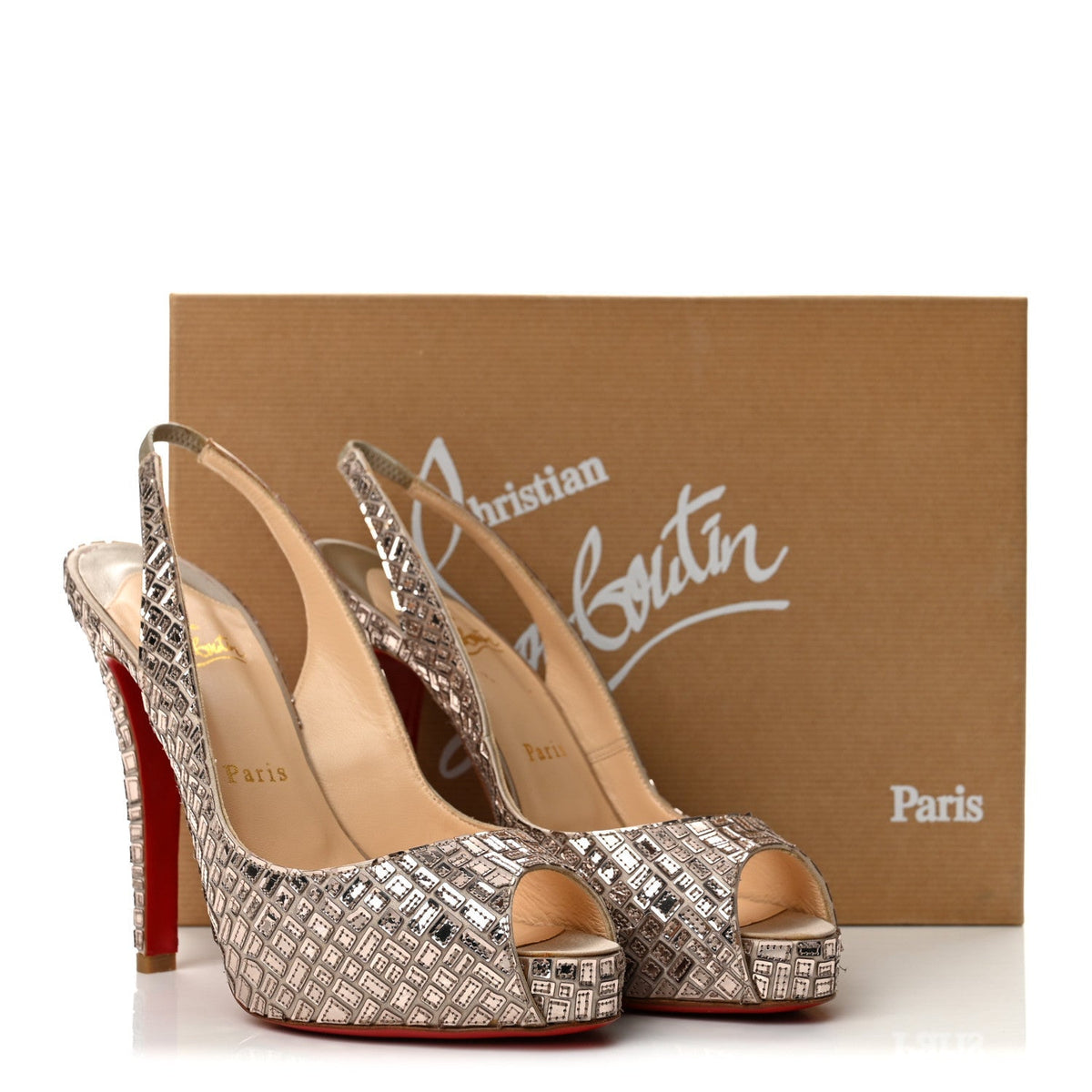 Satin Mosaique No Prive 120 Pumps 37.5 Silver