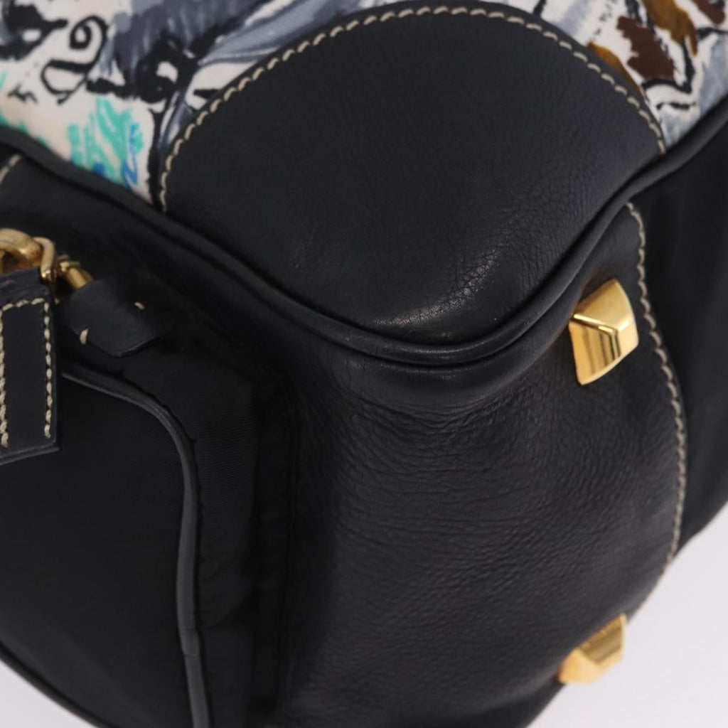 PRADA Venice Tote Bag Nylon Leather Multicolor Gold Auth am12575V